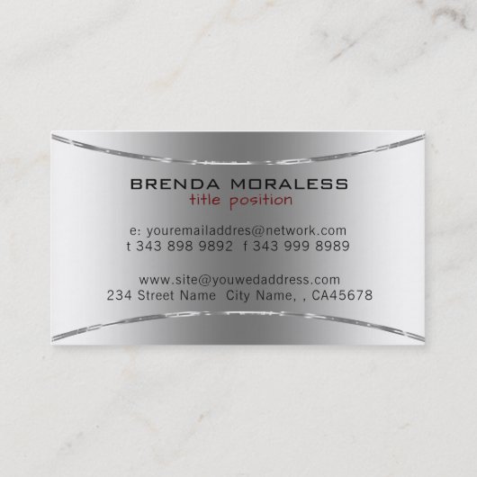 Modern Metallic Shine Silver-ontwerp Visitekaartje (Achterkant)
