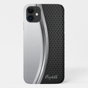Modern Metallic Silver Black Case-Mate iPhone Case