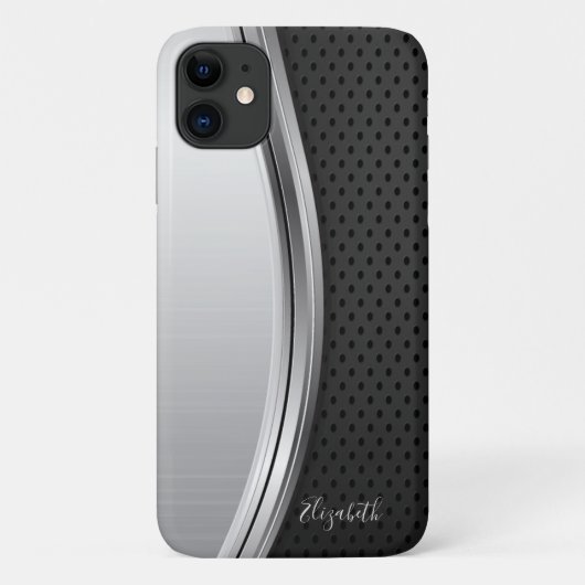 Modern Metallic Silver Black Case-Mate iPhone Case (Achterkant)