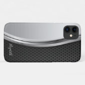 Modern Metallic Silver Black Case-Mate iPhone Case (Achterkant (horizontaal))