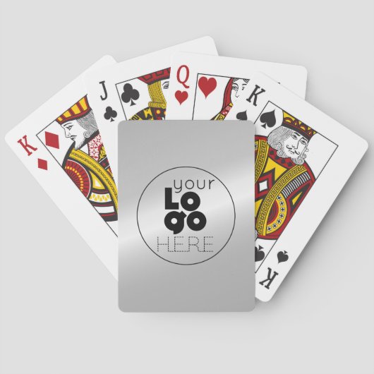 Modern Metallic Silver Business Logo speelkaarten (Achterkant)
