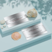 Modern Metallic Silver Design Roestvrij staal look Visitekaartje