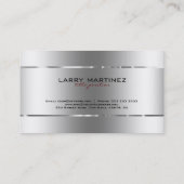Modern Metallic Silver Design Roestvrij staal look Visitekaartje (Achterkant)