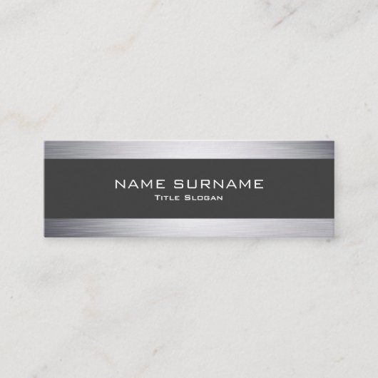 Modern Metallic Silver Style Mini Visitekaartje (Voorkant)