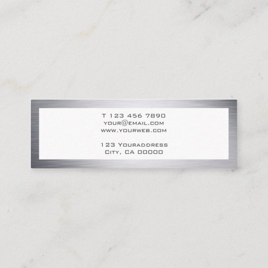 Modern Metallic Silver Style Mini Visitekaartje (Achterkant)