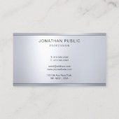Modern Metallic Silver ziet er eenvoudig elegant c Visitekaartje (Achterkant)