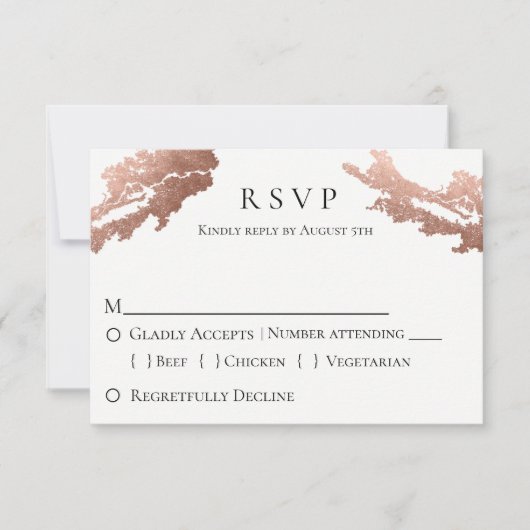 Modern Metallic Wedding RSVP Kaartje (Voorkant)