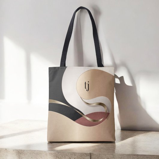 Modern metallisch Abstract patroon met monogram Tote Bag