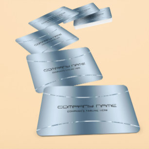 Modern metallisch blauw Roestvrij staal Kijk 2 Visitekaartje