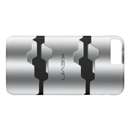 Modern metallisch zilver en zwart geometrisch ontw Case-Mate iPhone case (Achterkant (Horizontaal))