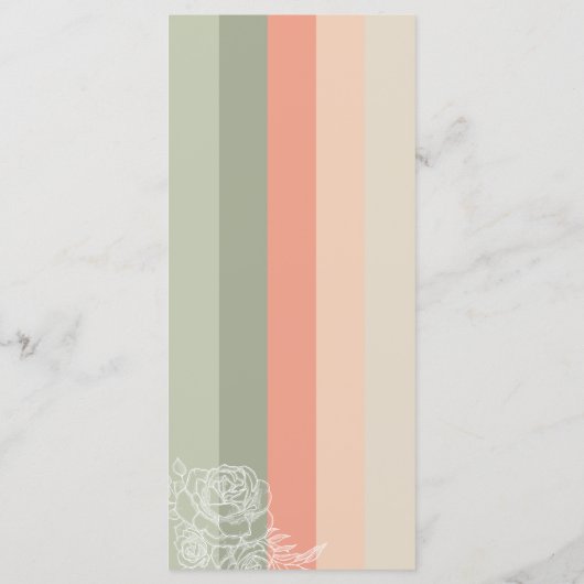 Modern metro-strand koraal Sage Menu (Achterkant)