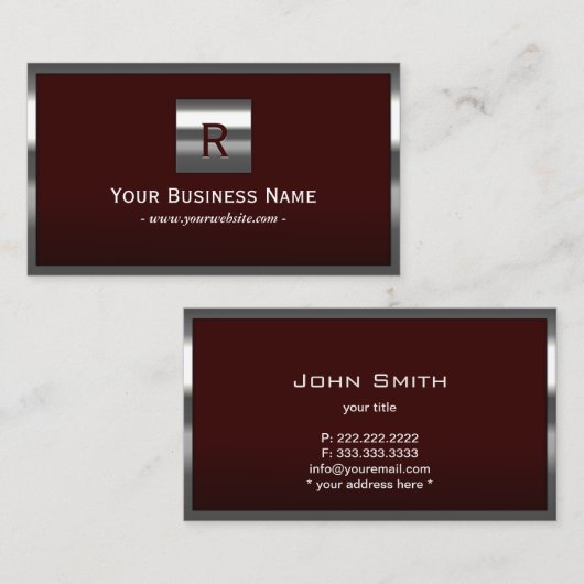 Modern metrologisch vormig modern monogram visitekaartje (Voorkant / Achterkant)