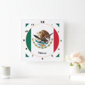 Modern Mexico, trendy Mexicaanse vlag thuis / desi Vierkante Klok (Huis)