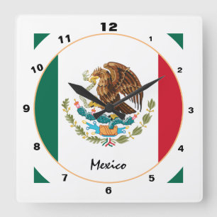 Modern Mexico, trendy Mexicaanse vlag thuis / desi Vierkante Klok