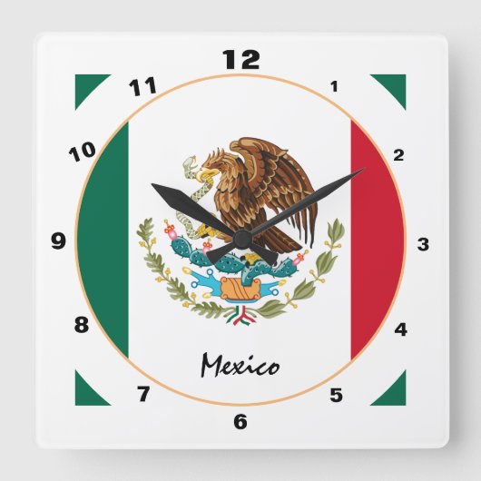 Modern Mexico, trendy Mexicaanse vlag thuis / desi Vierkante Klok (Voorkant)