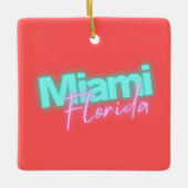Modern Miami Neon licht gepersonaliseerd Keramisch Ornament (Voorkant)