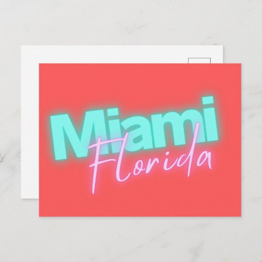 Modern Miami Neon Lights Briefkaart (Voorkant / Achterkant)