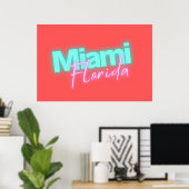 Modern Miami Neon Lights Poster (Thuiskantoor)