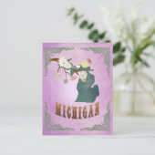 Modern Michigan State Kaart-Druif Paarse Briefkaart (Staand voorkant)