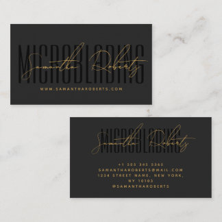 Modern microblading typography script gray black visitekaartje