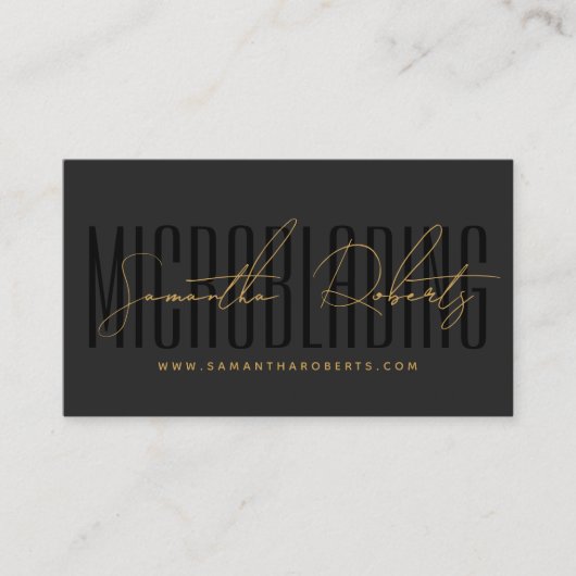 Modern microblading typography script gray black visitekaartje (Voorkant)