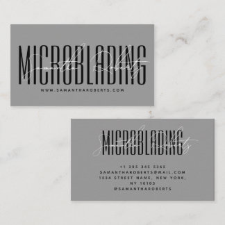 Modern microblading typography script gray visitekaartje