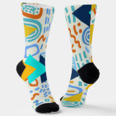 Modern mid century abstract pattern Cute blue Sokken (Gebogen)