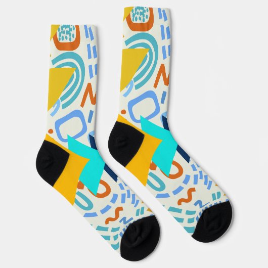Modern mid century abstract pattern Cute blue Sokken (Rechts)
