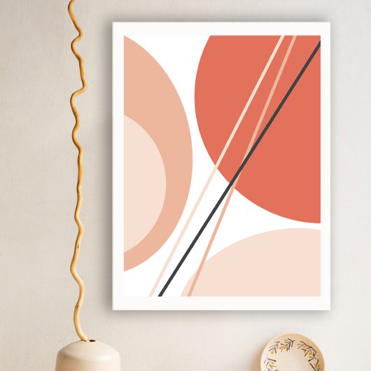 Modern Mid Century Abstracte Geo Pastel Terracotta Poster