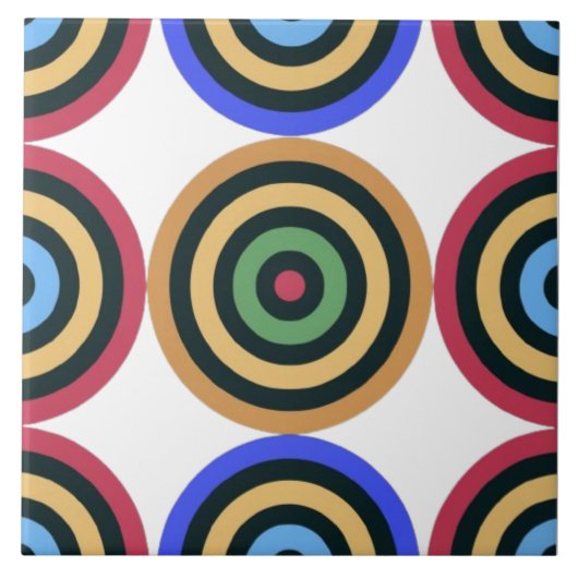 Modern Mid Century kleurrijk geometrisch patroon Tegeltje (Voorkant)