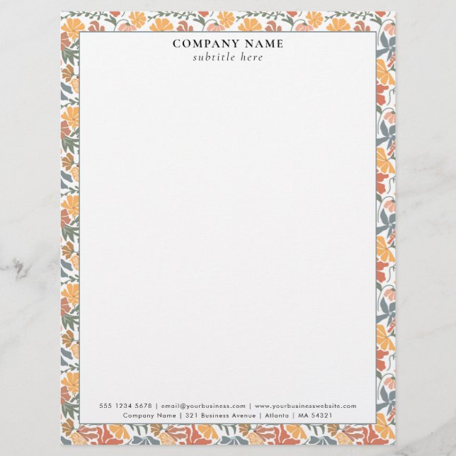 Modern Mid Century Pattern Company Name Details Briefhoofd (Voorkant)