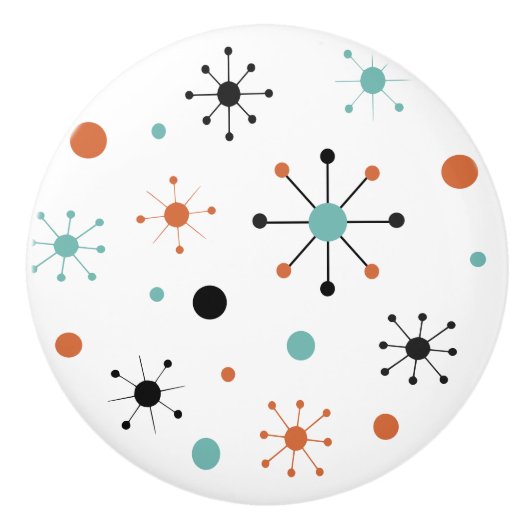 Modern Mid Century Retro Atomic Abstract Keramische Knop (Voorkant)