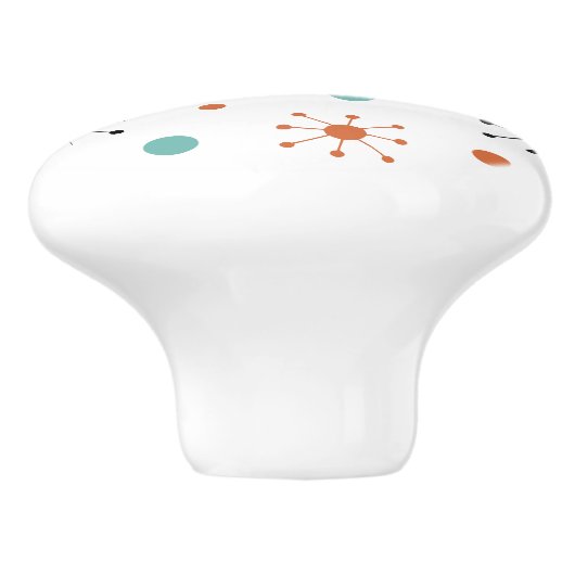 Modern Mid Century Retro Atomic Abstract Keramische Knop (Zijkant)