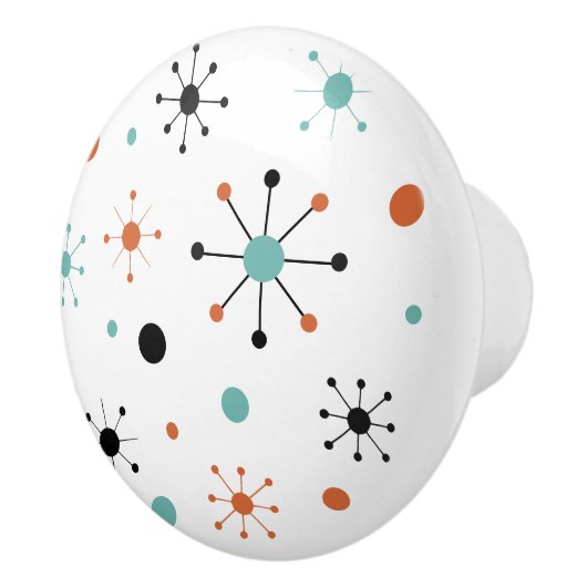 Modern Mid Century Retro Atomic Abstract Keramische Knop (Rechts)