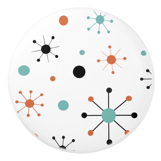 Modern Mid Century Retro Atomic Abstract Keramische Knop (Voorkant)