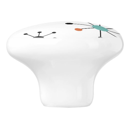 Modern Mid Century Retro Atomic Abstract Keramische Knop (Zijkant)