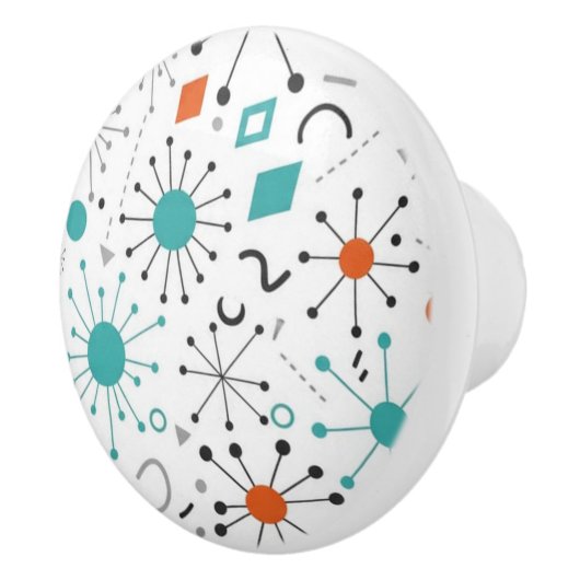 Modern Mid Century Retro Atomic Abstract Keramische Knop (Rechts)