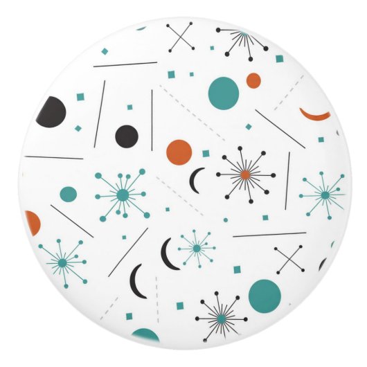 Modern Mid Century Retro Atomic Abstract Keramische Knop (Voorkant)