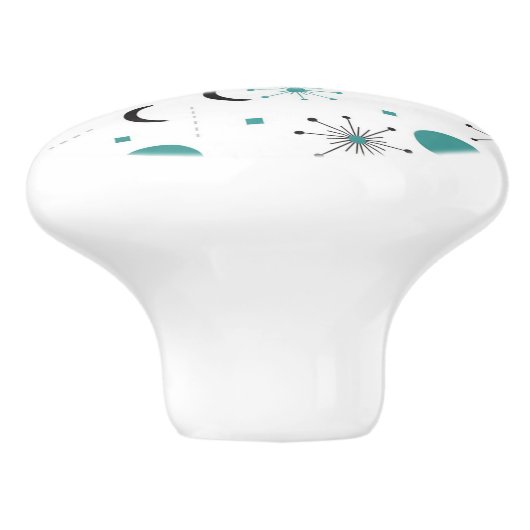 Modern Mid Century Retro Atomic Abstract Keramische Knop (Zijkant)