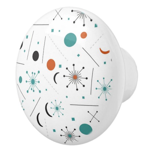 Modern Mid Century Retro Atomic Abstract Keramische Knop (Rechts)