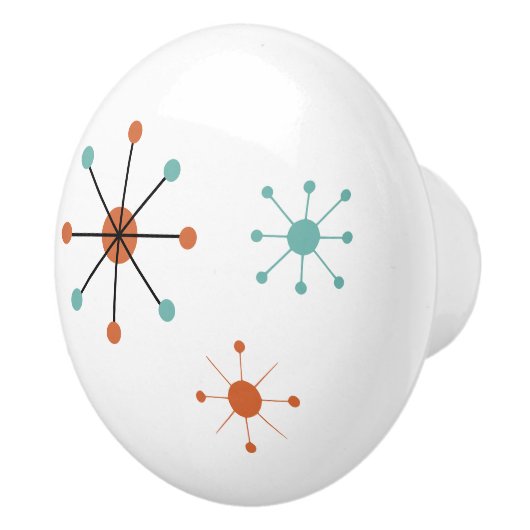 Modern Mid Century Retro Atomic Abstract Keramische Knop (Rechts)