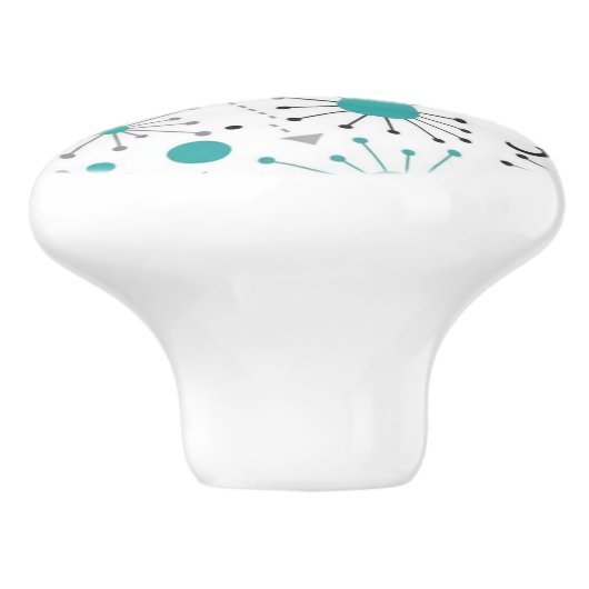 Modern Mid Century Retro Atomic Abstract Keramische Knop (Zijkant)