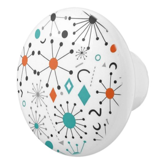 Modern Mid Century Retro Atomic Abstract Keramische Knop (Rechts)