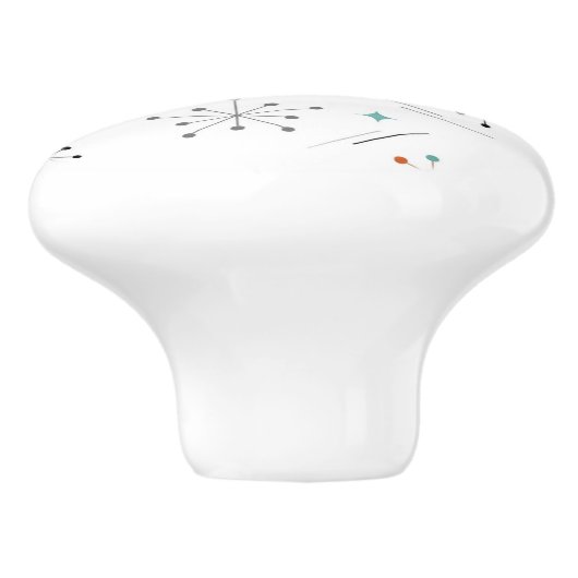 Modern Mid Century Retro Atomic Abstract Keramische Knop (Zijkant)