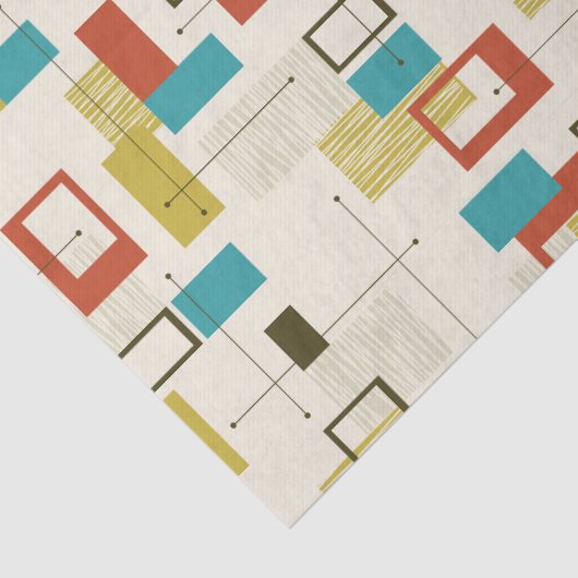Modern Midden-Eeuw kleurrijk geometrisch patroon Tissuepapier (Detail)
