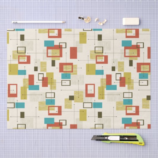 Modern Midden-Eeuw kleurrijk geometrisch patroon Tissuepapier (Craft)