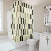 Modern Midden-eeuws Abstract beige streeppatroon Douchegordijn (In situ)