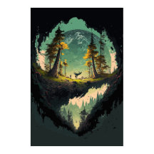 Modern middenlandschap met vlakke achtergrond P