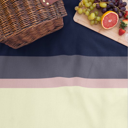 Modern Midnight Blue Vanilla Stripes Fleece Deken