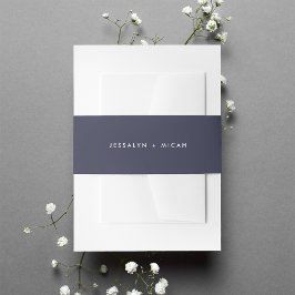 Modern Midnight Blue Wedding Uitnodigingen Wikkel